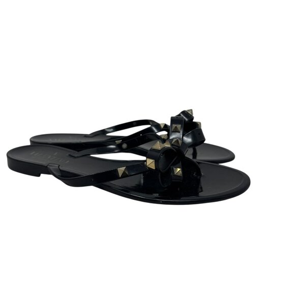 Valentino Garavani Rockstud Jelly Flip Flop thong sandals black size 37 7 - Picture 12 of 12
